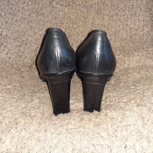 TSUBO-Avoca-Black Leather Block Heel Pumps-Size 8.5-Near Mint - Picture 5 of 7